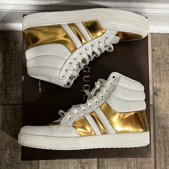 Gucci Men Sneakers (368494A3820) White/Gold - Picture 10 of 12
